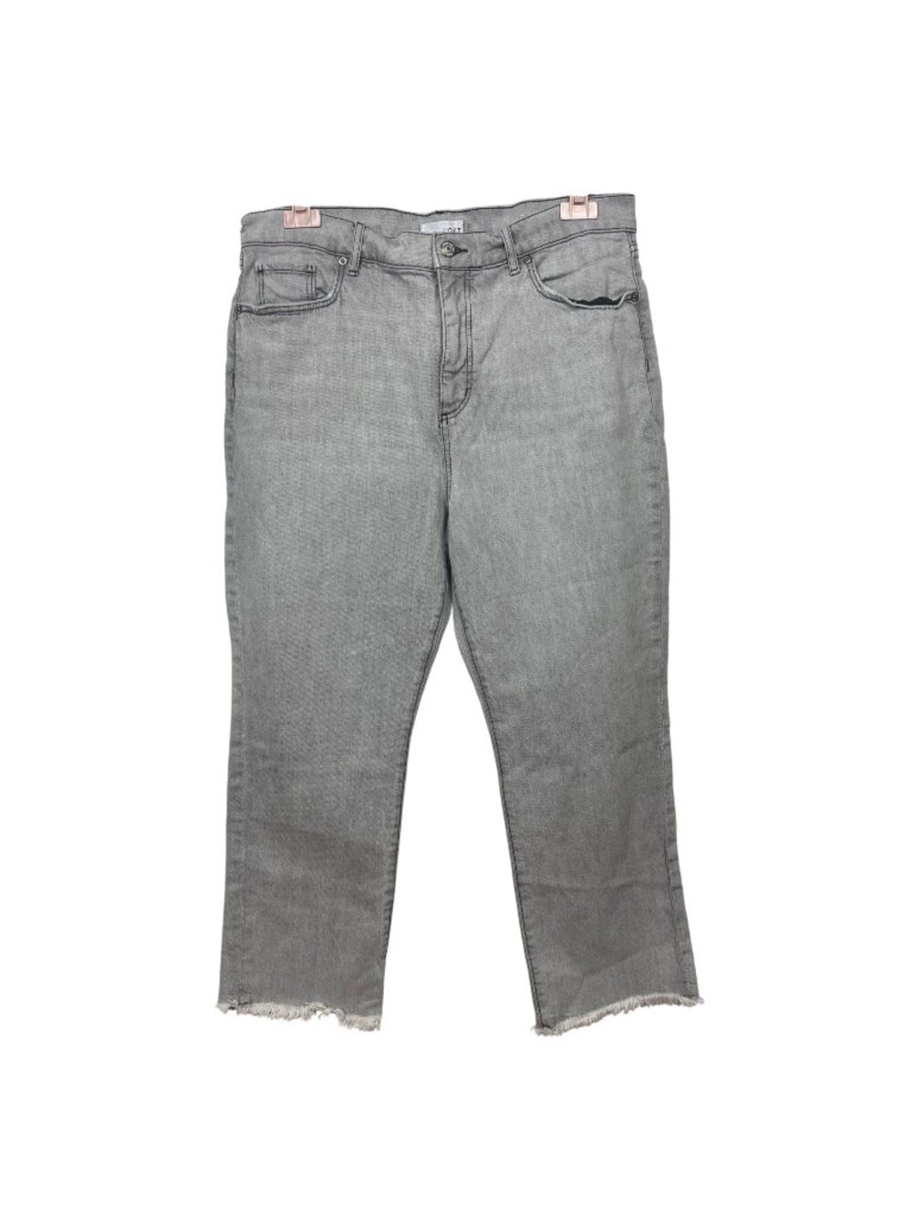 ✨3/$30 Loft Womens 31 Grey Wash Denim The Straight Crop Jeans Frayed Hem